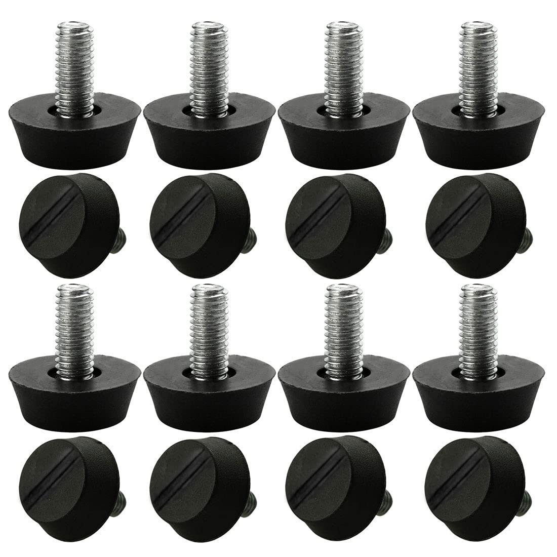 sourcingmap M6 x 13 x 20mm Furniture Glide Leveling Feet Adjustable Leveler Floor Protector for Chair Sofa Leg 16 Pack