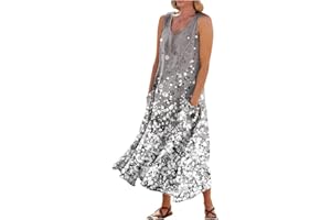 Kenvina Summer Dresses for Women 2024 Flowy Maxi A-Line Tank Dress Casual Boho Floral Sleeveless Beach Sundress with