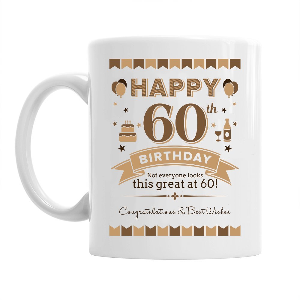 Mainly Mugs 60th Birthday Coffee Mug Ceramic Gift for Men, Birthday Keepsake for 60 Year Old