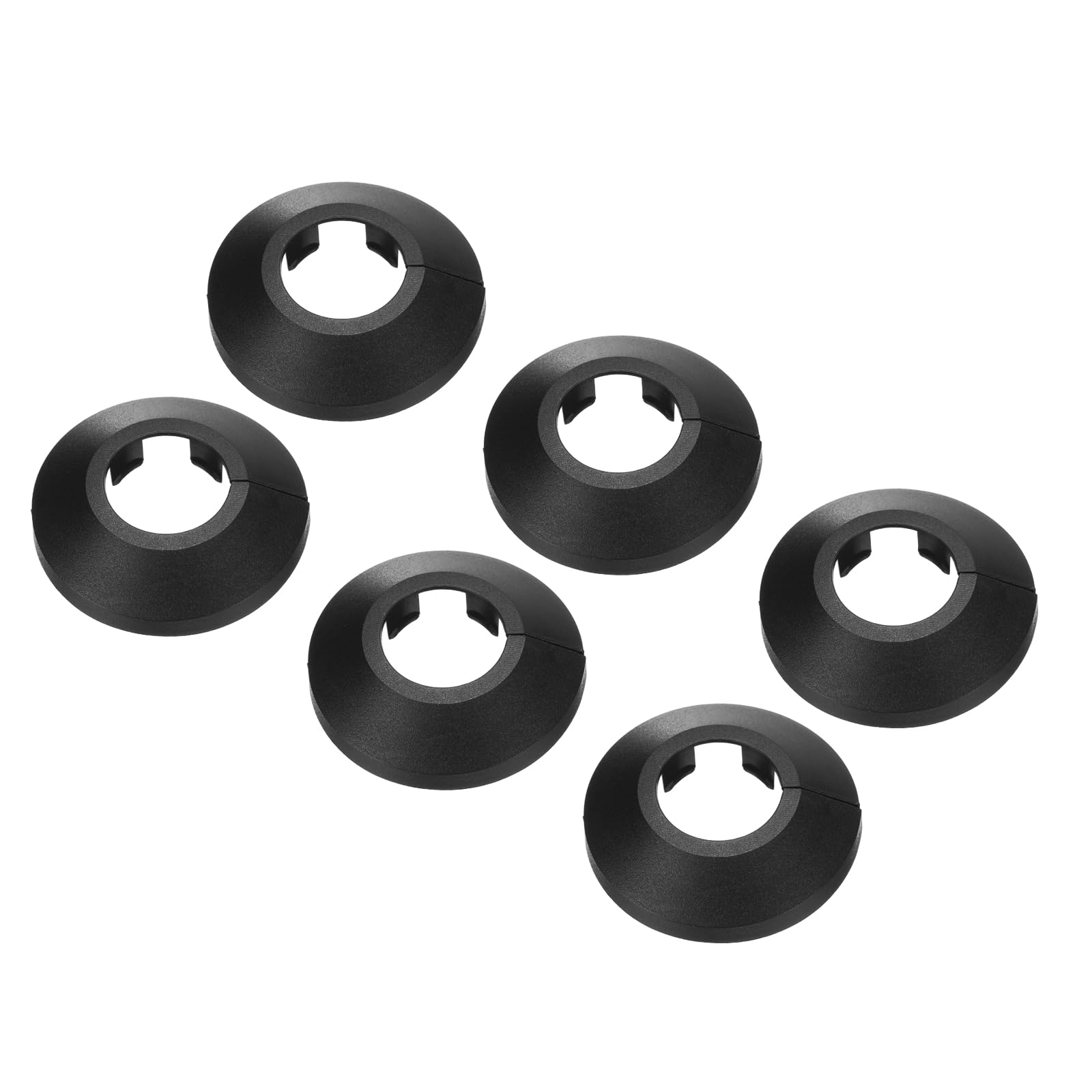 PATIKIL Water Pipe Cover Decoration Fit 0.98"/25mm, 6Pcs Flange Water Pipe PP Plastic Escutcheon Plate Collar Drain Line Cover Radiator for Wall Pipe Tube Decor, Black