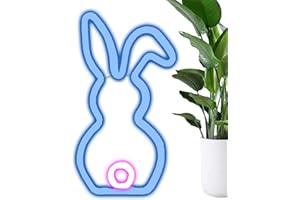 Rabbit Neon Light Signs | Bunny Head Neon Lamp for Easter Table Art Decoration | Cartoon Spring Rabbit Lamp Desk Decor for Te