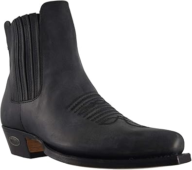 black leather cowboy ankle boots