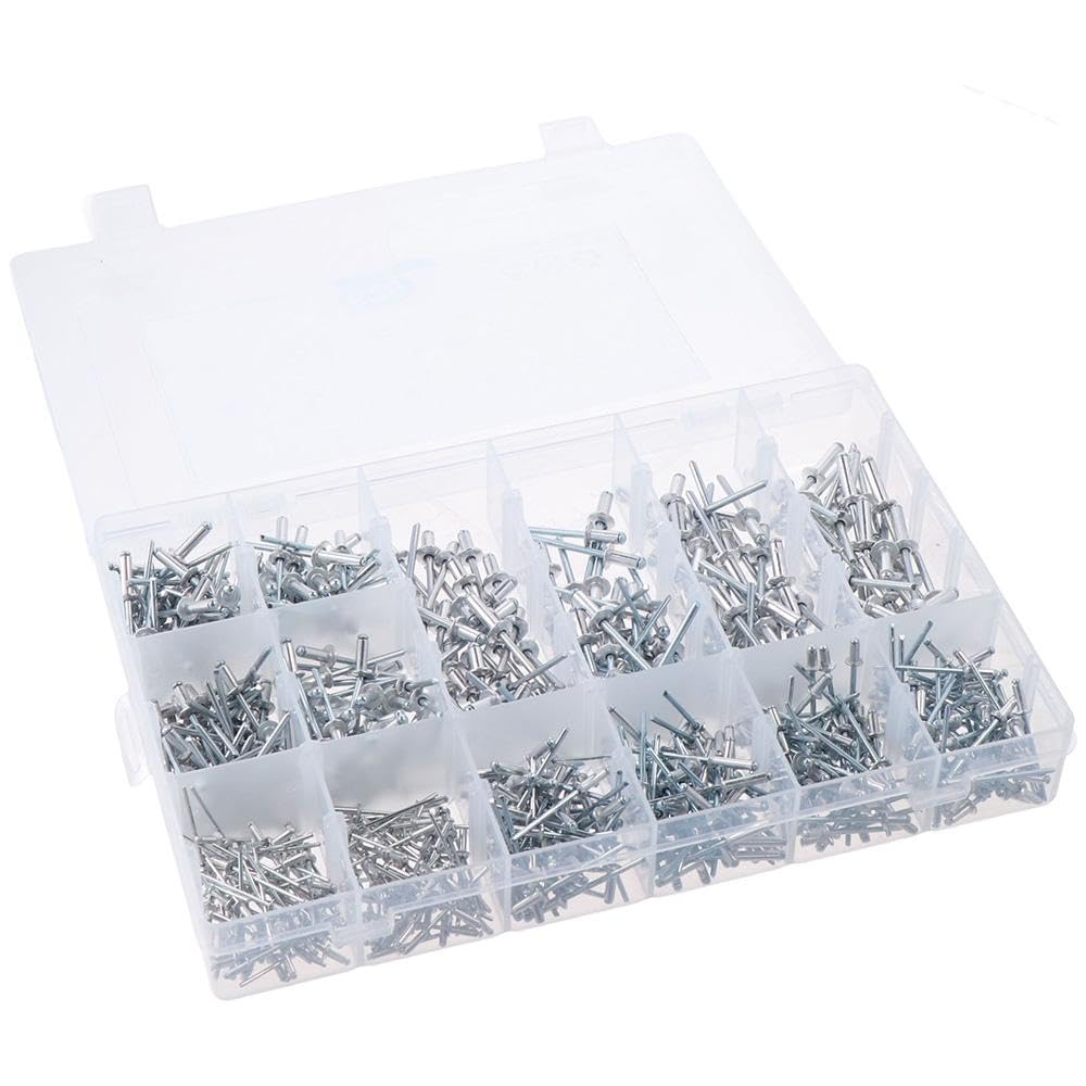 Upluckey Pop Rivet 620 PCS M2.4 M3.2 M4 M4.8 Durable Aluminum Blind Rivet Assortment Kit with Storage Case 14 Sizes Fasteners Set