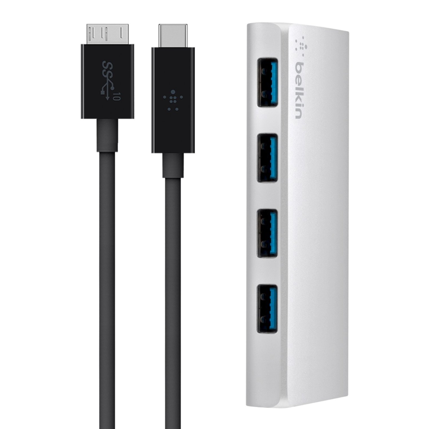 Belkin USB 3.0 Type-C 4 Port Hub (USB-C to 4 x USB-A), Black/Grey