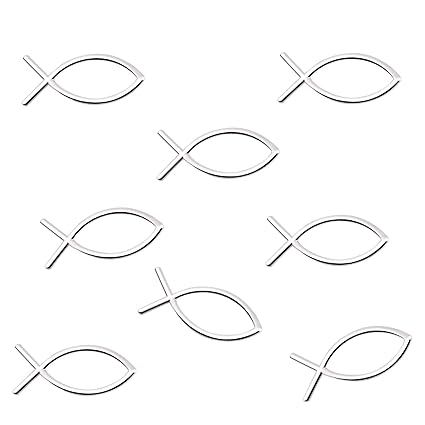 FEPITO 16 Stück Fische in Silber Deko Fische Streudeko Tischdeko Taufe Deko Taufe Junge Taufe Mädchen Kommunion Deko Konfirma