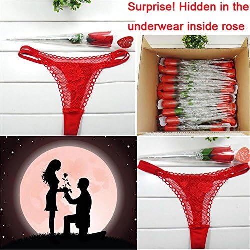 Miswilsi Women's Panties Briefs Red Rose Flower Lingerie Lace Underwear G-String Thongs