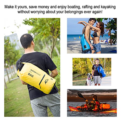 BFULL Waterproof Dry Bag 10L/20L [Lightweight Compact] Roll Top Water Proof Backpack with 2 Exterior Zip Pocket for Kayaking, Boating, Duffle, Camping, Floating, Rafting, Fishing - Thumbnail 7