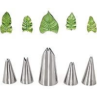 Leaf Piping Tips, Hsxxf 5PCS Russian Piping Tips Stainless Steel Piping Tips Piping Nozzles Cake Piping Icing Nozzles Cake De