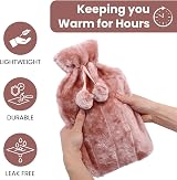 VIROSA Luxury 2 Litre Hot Water Bottle with Faux Fur Cover Plum view 4