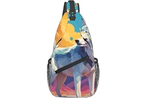 WZYWHJ National Geographic Wolf Prints Men's Casual Crossbody Chest Bag with High Storage Capacity and Adjustable Shoulder St