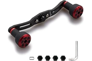 HEIGHTEN 110mm/120mm Fishing Reel Handle for Shimano Daiwa Abu Garcia Penn Kastking Lew's Baitcasting Reel Power Crank Accessory (Black & Red, 110mm Carbon Handle 24mm TPE Knob) (0471)