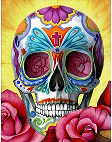 DIY 5D Diamond Painting Crystal Rhinestone Diamond Embroidery Paintings Pictures Arts Craft for Home Wall Decor (Skull)