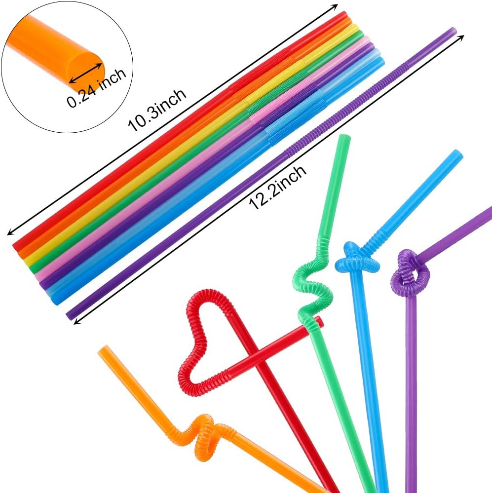 Tomnk 300pcs 10.3 Inches Disposable Flexible Bendy Drinking Straws Plastic Straws: Kitchen & Dining