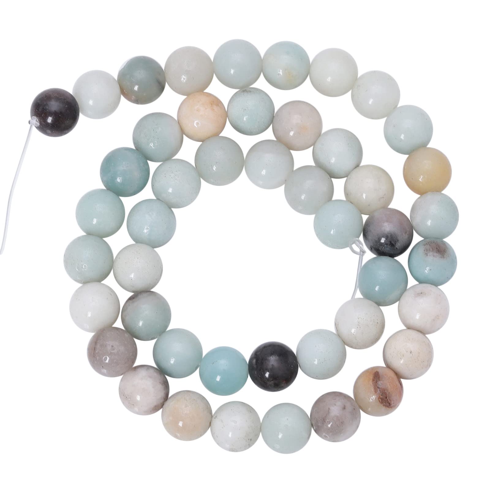 Nupuyai Amazonite 8mm Round Crystal Stone Beads for Jewelry Making DIY Bracelet Necklace, Polished Stone Loose Beads Strand 15"