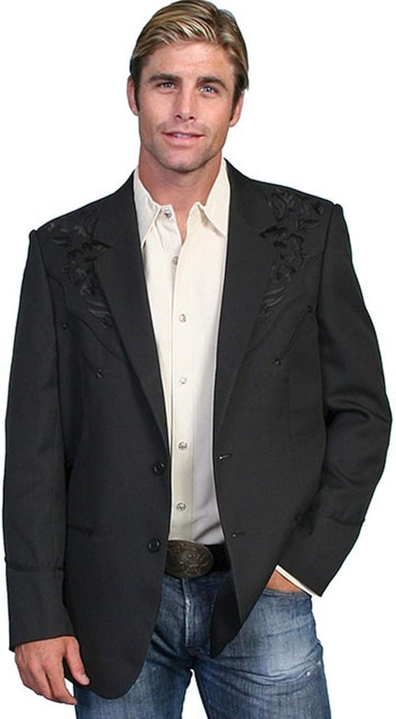 Scully Men's Floral Yoke Blazer Tall Sizes (40T 48T) - P-733L Blk: Clothing