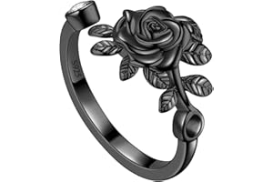JEWMON 925 Sterling Silver Rose Flower Ring Adjustable Elegant Flower Rose Ring Promise Ring Women Girls Rose Flower Earring Studs Disney Beauty Rose Necklace Elegant Rose Jewelry for Birthday Wedding Bridesmaid Gifts