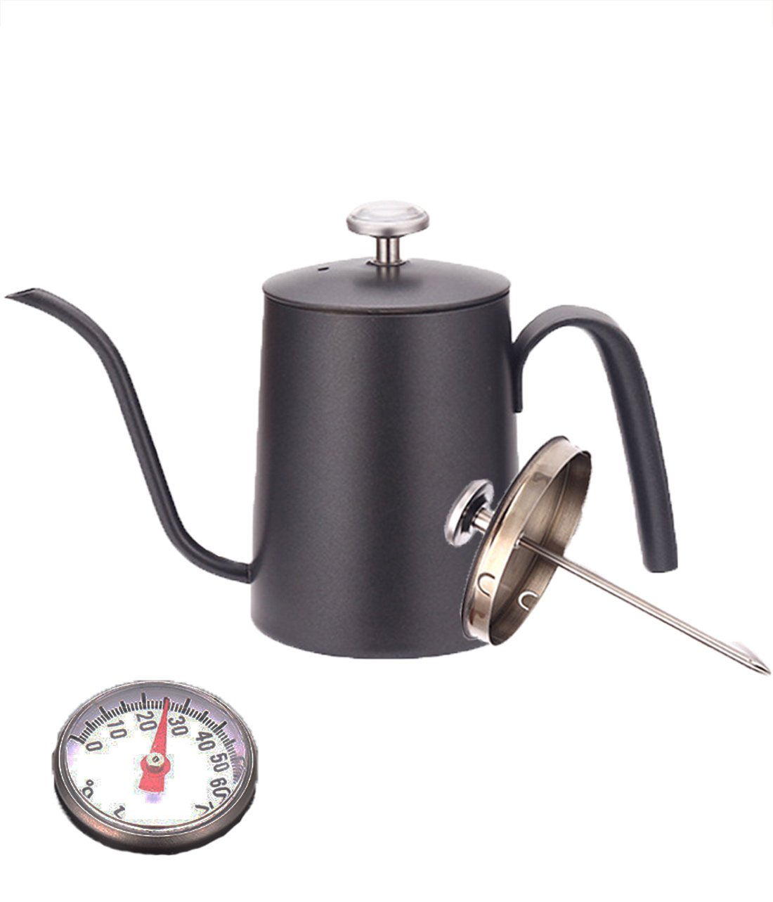 Suliko 600ml Coffee Kettle Coffee Pot with Thermometer, Gooseneck Coffee Maker Manual with Pour