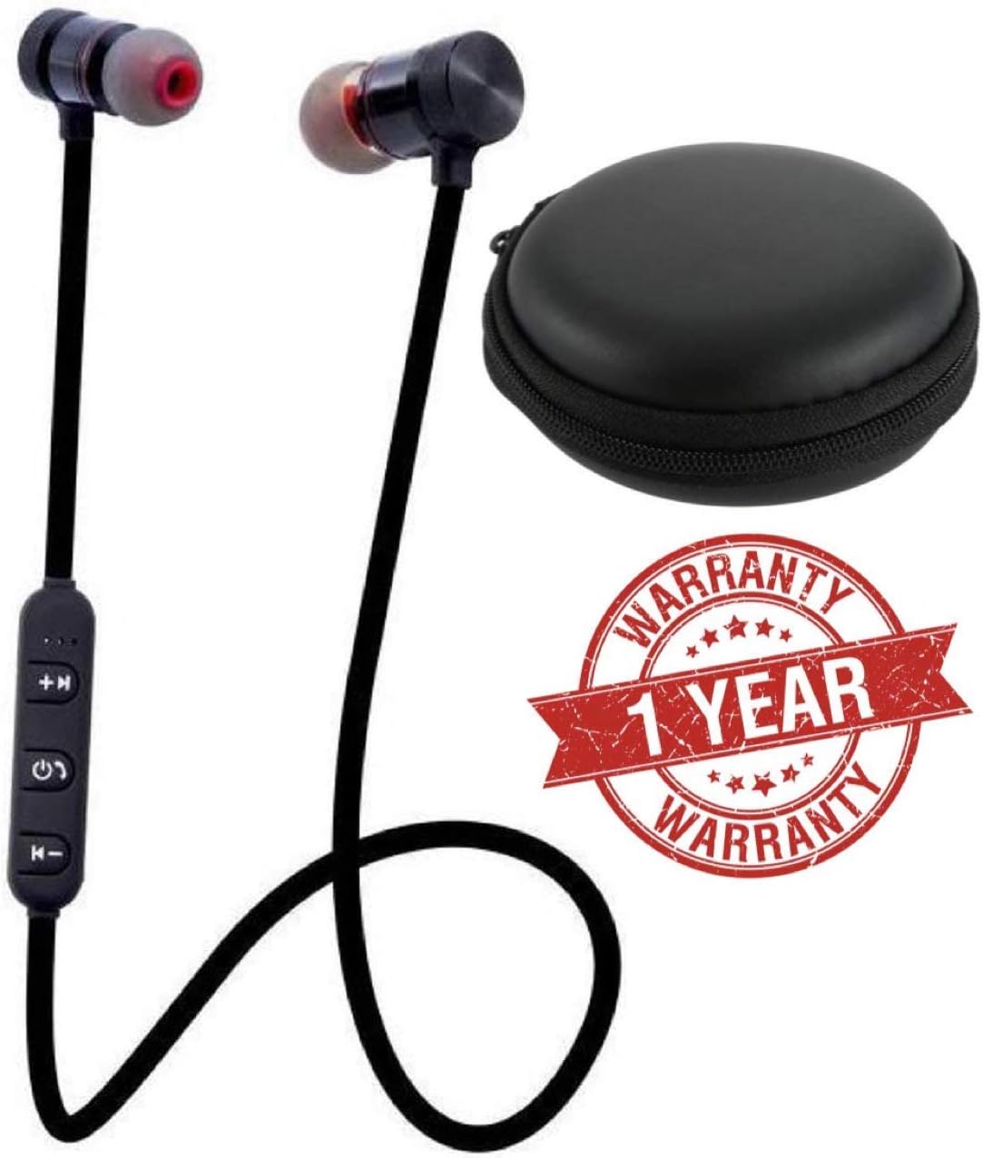 Lambent Magnetic Bluetooth Headphones with Noise Isolation and Hands-Free Mic (Red Black)