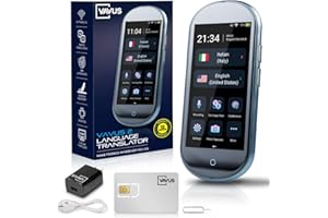Vavus 2 Language Translator Device - Unlimited 4G Data Plan - 138 Languages and Dialects - Sim Card, WiFi & Offline Translation - Two-Way Instant Translation (Clear)
