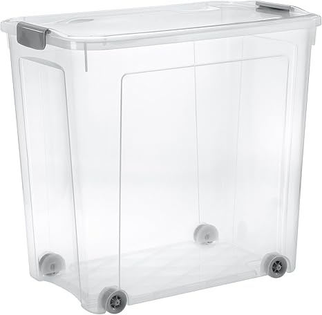 Tontarelli - Caja almacenaje 85 l c/tapa y ruedas combi transparente: Amazon.es: Hogar