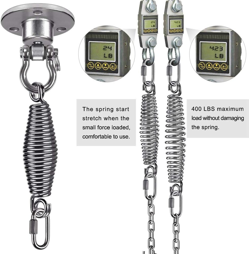 Dolibest Heavy Duty Swing Hanger, Hanging Kits Hammock Chair Hardware Spring (6MM) for Indoor Outdoor Playground, Porch Swing Hanging Kit with 3 Wood Screws and 3 Expansion Bolts, 400LB: Kitchen & Dining