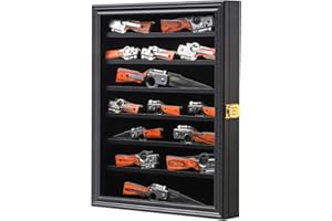 Jinchuan Knife Display Case Pocket Knife Display Stand Military Folding Knife Shadow Box Wall Cabinet with Uv Protection Acrylic Lockable, Black