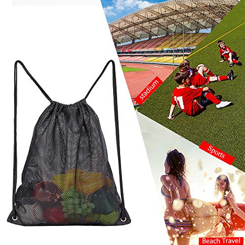 Heavy Duty Mesh Drawstring Bag, Sport Equipment Storage Bag for Beach