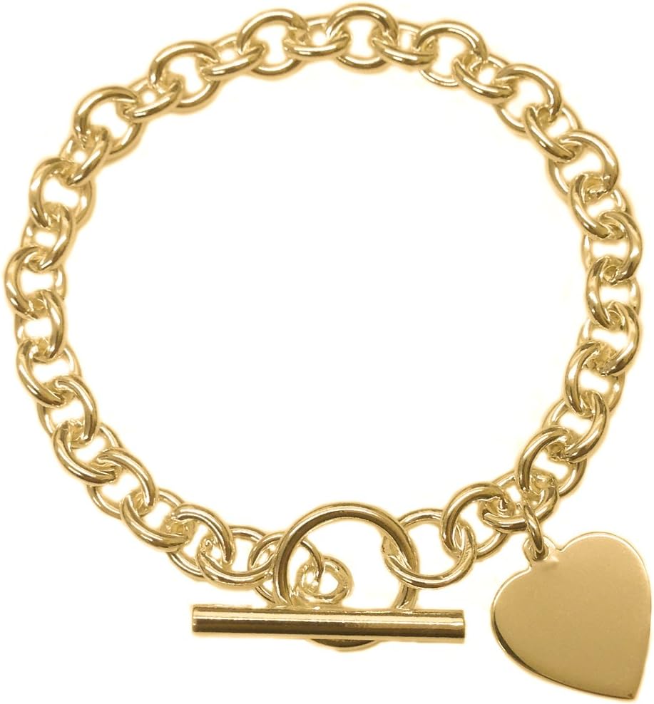 18K GOLD VERMEIL SOLID 925 STERLING SILVER HEAVY LINK TRACE BRACELET WITH T BAR 6.5INCH - 20 INCH