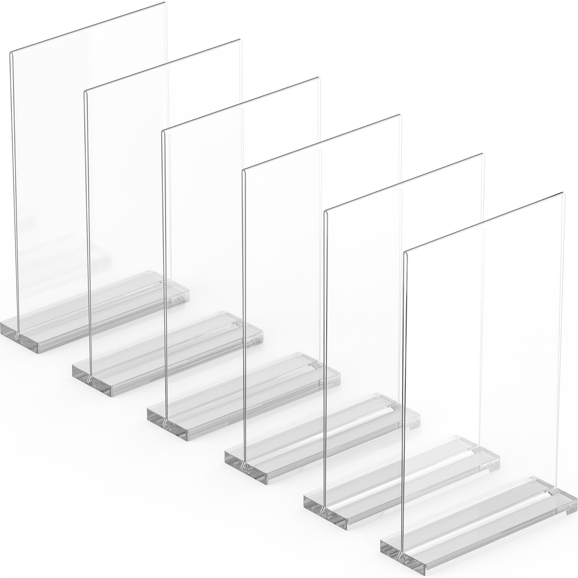 A4 Acrylic Sign Holder - 6 Pack, Sleek and Versatile, Polished Edges, Double-Sided Frame, Easy Photo Change, Acrylic Leaflet Display Stand. Ideal for Photos, Signs, Menus, and Tabletop Displays