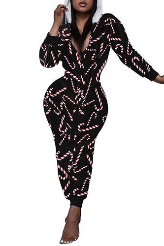 AI'MOURI One Piece Hooded Sleepwear for Women,Sexy Printed