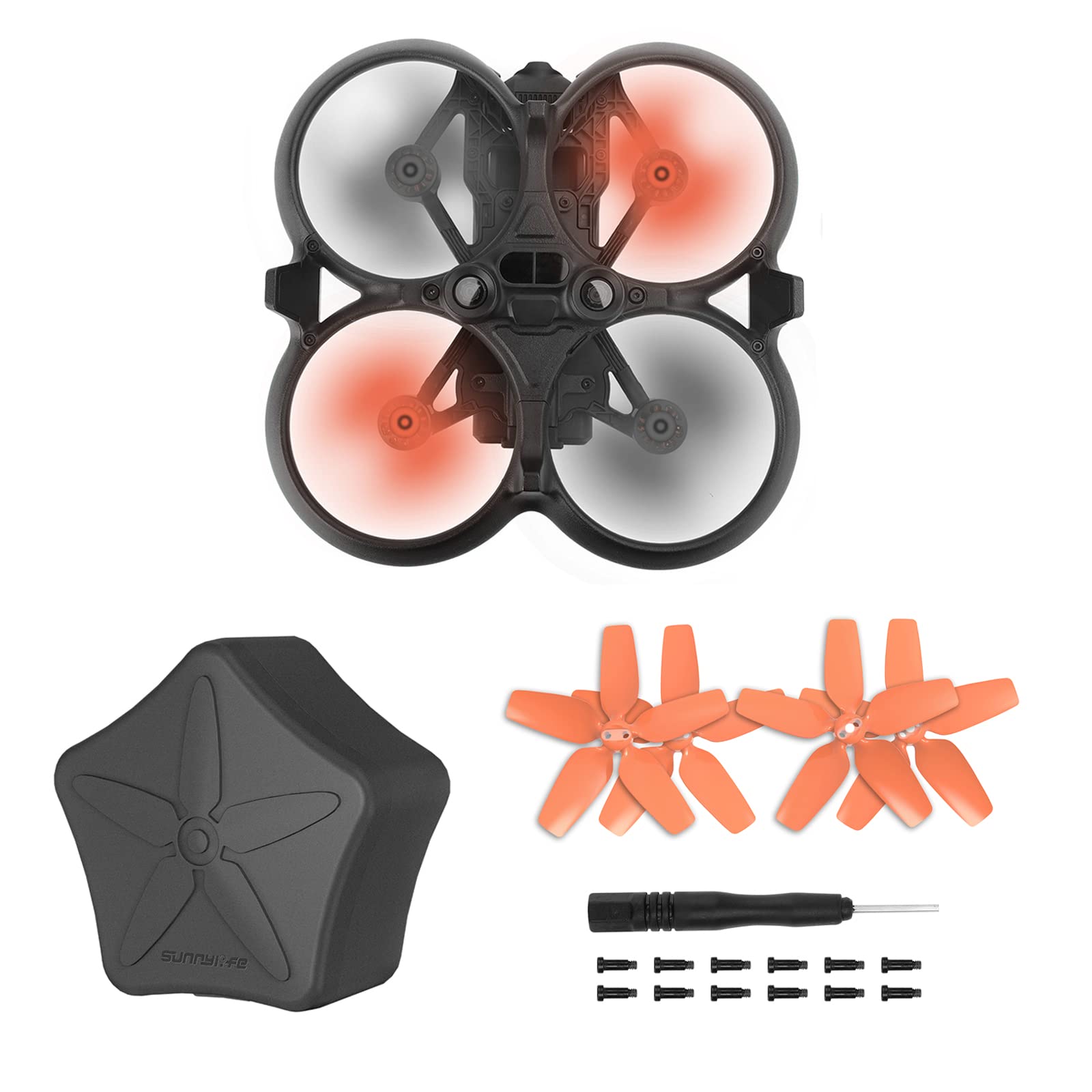 ZJRXM Avata FPV Drone Propeller Accessories Protective Box + 4 Pieces Silent Flight Propeller Kit for DJI Avata FPV Drone Accessories (Orange)