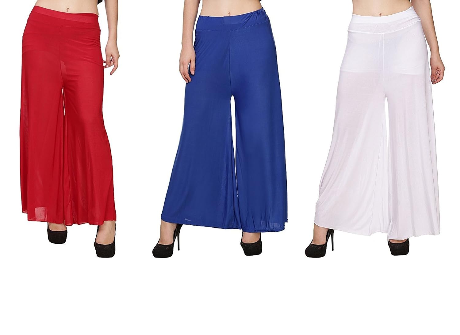 meoby malai lycra palazzo pant for women's combo(pack-3) - free size