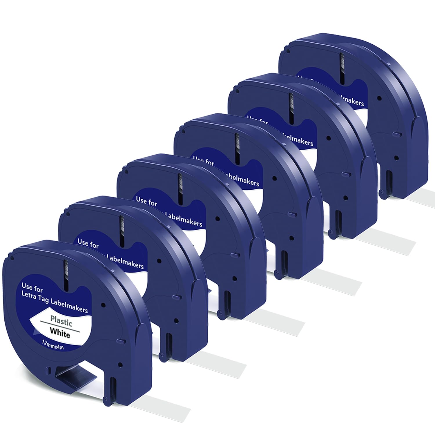 BEYONDTEK 6X Compatible for Dymo Label Tape 91201 S0721610 Refills 12mm Plastic Labels Tape for Dymo Letratag LT-100H LT-100T QX50 XR XM 2000 Label Maker, Black on White