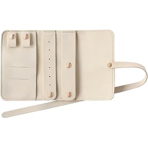 NISYOCIY Foldable Jewelry Organize, Portable Jewelry Storage Case, Travel Jewelry Roll, Beige