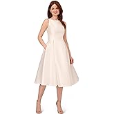 Adrianna Papell Women's Sleeveless Tea Length Dress, Ivory, 8