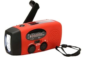 Emergency Radio with 2000mAh Power Bank, Hand Crank Solar Radio Wind Up Emergency Alarm and USB Charger, SOS Alarm Flashlight