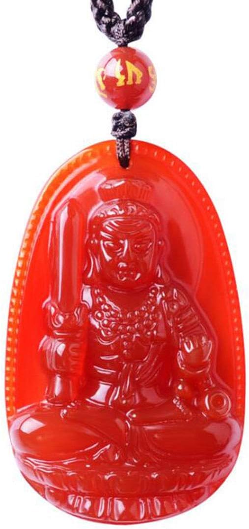 FOXI YOUTH Natural Crystal Red Agate Blessing Zodiac Bodhisattva Amulet Talisman Pendant Adjustable Necklace