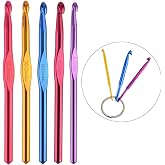 Large Size Aluminum Crochet Hook Set 6.5m(K)/8mm(L)/9mm(M)/10mm(N)/12mm(O) Knitting Needles Craft Weave Yarn Set - Mini Keychain Set Included