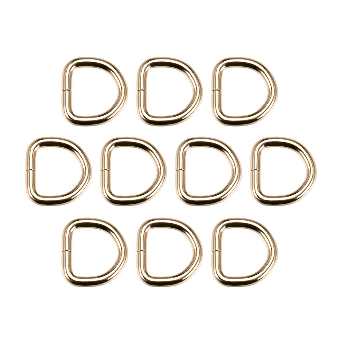 sourcing map 10pcs Metal D Ring 0.8"(20mm) D-Rings Buckle for Hardware Bags Belts Craft DIY Accessories Gold Tone