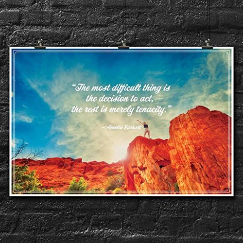 Amelia Earhart Quote Poster Wall Print | Inspirational Motivational Gym Classroom Home Office Dorm | 18 X 12 Inches | SJC194