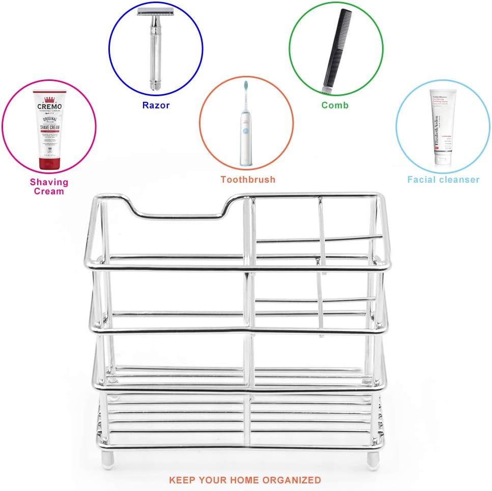 Uigos Toothbrush Holder for Bathroom , Stainless Steel Tooth Brush Holders with Multifunctional 5 Slots for Electric Toothpaste Holder: Kitchen & Dining