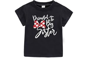 Amberetech Little Baby Girls Clothes Promoted to Big Sister Print T Shirt Tops, Big Sister Tees as Gift