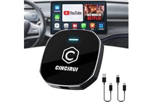 CINCIRUI 4 in 1 Wireless CarPlay Android Auto Adapter Compatible with Netflix YouTube TF Card, Smart CarPlay Ai Box Video Streaming Wired to Wireless CarPlay Dongle Only for Orginal Wired CarPlay Car
