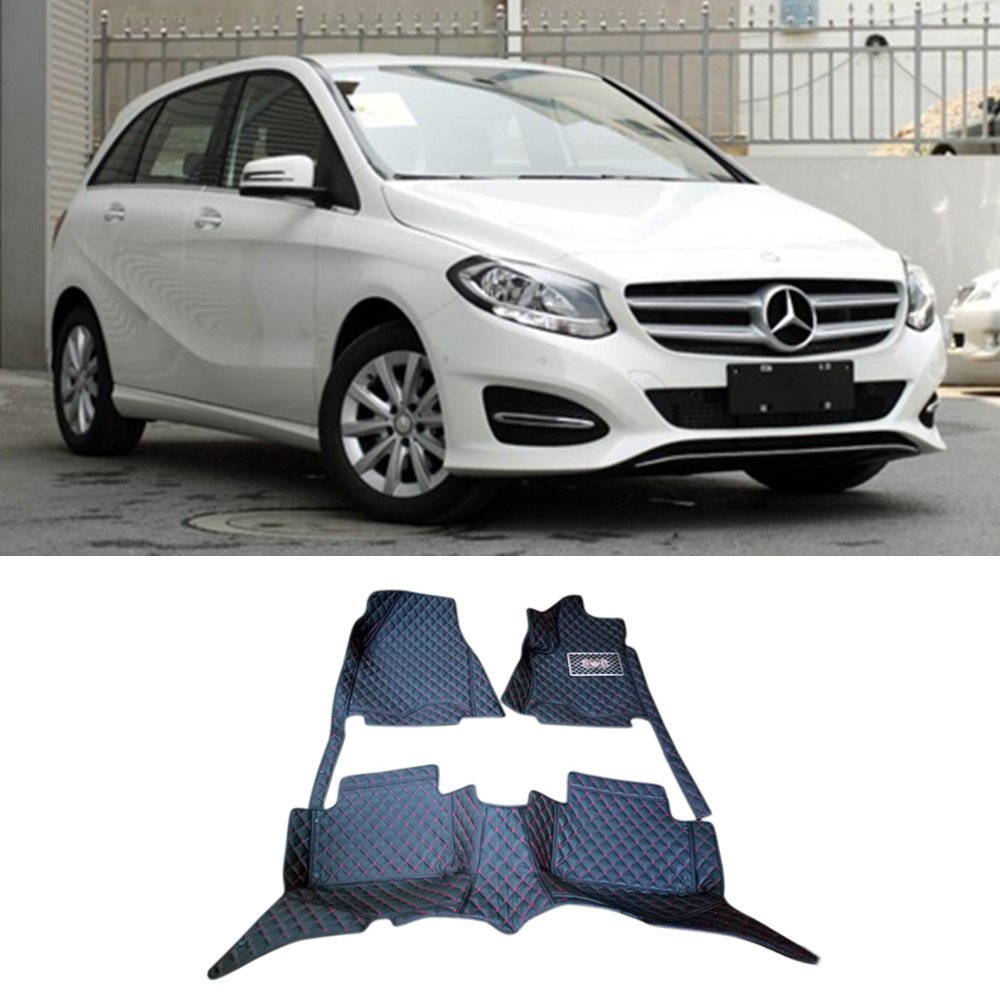 訳ありセール格安 フロアマット カーマット 右ハンドル ブラックマット レッド縫い目 レザー メルセデスベンツ Mercedes Benz Bクラス W246 17 に適合 High Flying B07d3q2zdr 高級感 90a3acu P1ai