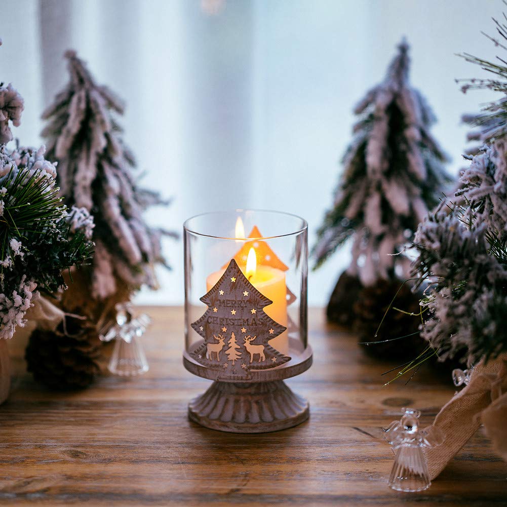 Sziqiqi Juego de 4 Candelabros de Metal Portavelas Blanco para Centro