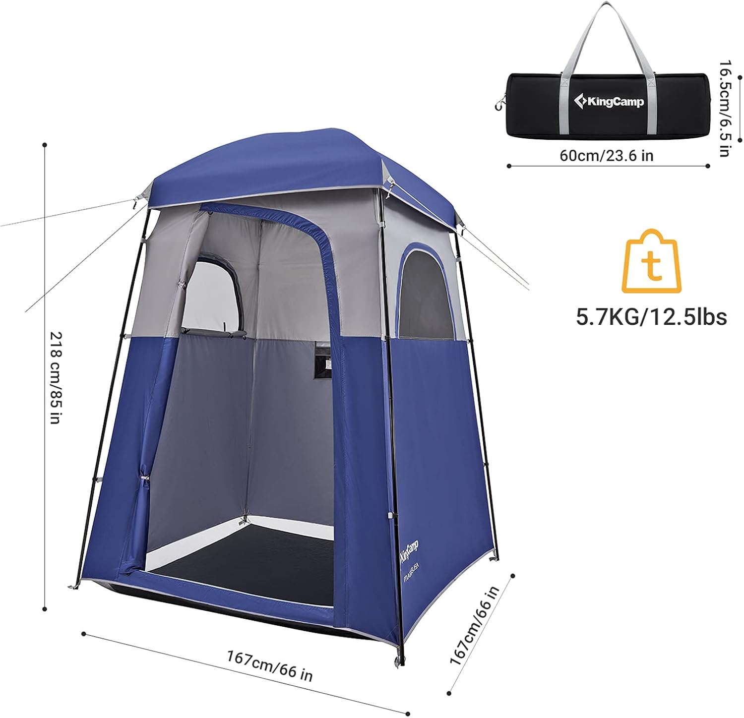KingCamp Oversize Outdoor Camping Dressing Changing Room Shower Privacy Shelter Tent (KT2002_Blue/Grey): Sports & Outdoors
