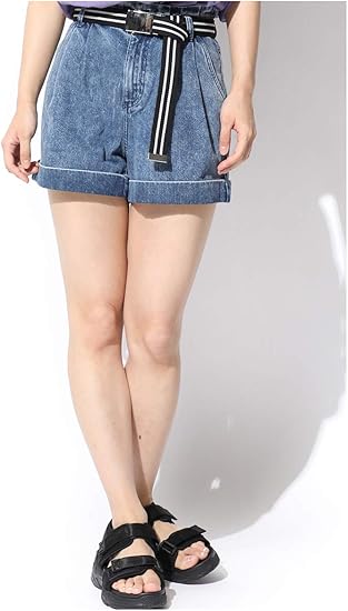 Amazon ショートパンツ 黒 デニム ハイウエスト ガチャベルト Amazon ショートパンツ 黒 デニム ハイウエスト ガチャベルト