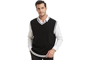 TopTie Men Business Solid Color Plain Sweater Vest, Cotton Fit Casual Pullover