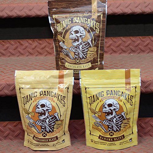 Panic Pancakes Complete Pancake & Waffle Mix Variety Pack by Sinister Labs: Buttermilk, Banana & Chocolate. Whole grain oat flour and 20g protein per serving - No Added Sugar - 11.5 oz bags (3-Pack) - Thumbnail 6
