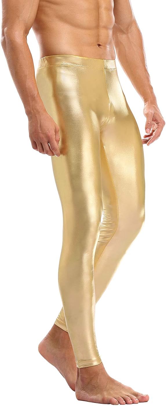HDE Mens Holographic Meggings; Leggings for Halloween Costume, Disco, Festival: Clothing